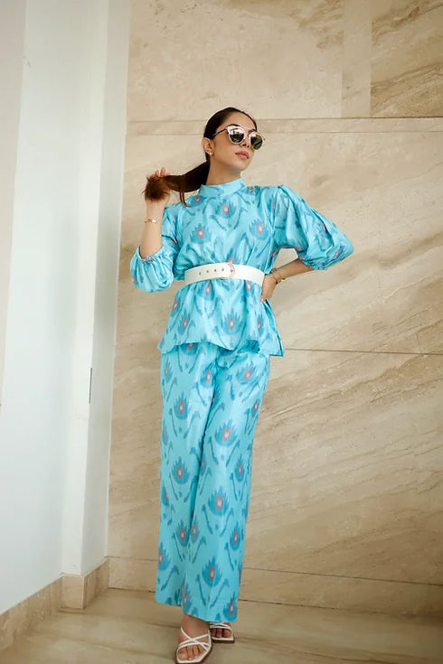 Miley Blue Ikkat Coord